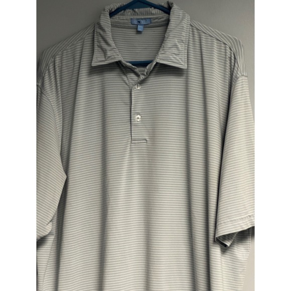 Genteal Performanc Polo Shirt Mens XL Gray White Stripe Short Sleeve Golf - Picture 8 of 12